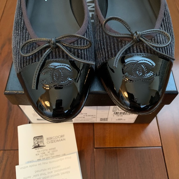 Chanel black/grey ballet flats 38.5 w/box from BG - Picture 5 of 6